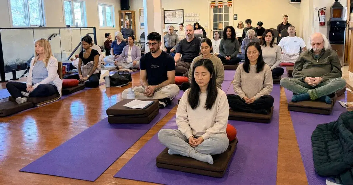 Group meditation session at Mahamevnawa Buddha Meditation Centre Winnipeg
