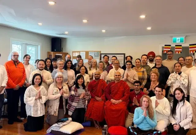 Retreat participants and monks at the Mindfulness Meditation Day Retreat in Winnipeg